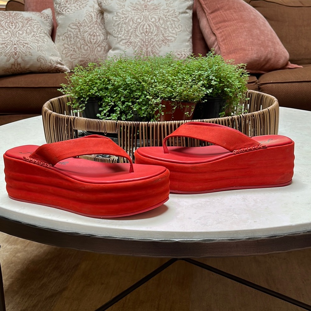 Free People Vibrant Red Platform Sandals